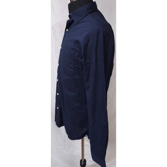 VAN HEUSEN Mens Medium 15-15.5 Dark Blue Diamonds Dots Classic Fit Button Shirt - Picture 5 of 10